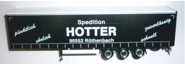 aus Herpa 309707 3-achs Schiebeplanen-Soloauflieger "Spedition Hotter" 1:87 Spur H0