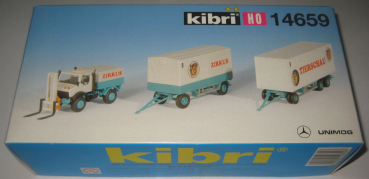 Kibri 14659 MB Unimog Set mit 2 Anhängern "Zirkus" 1:87 HO Bausatz