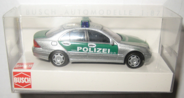 Busch 49108 MB C-Klasse Limousine Polizei Rheinland-Pfalz silber/grün 1:87 HO
